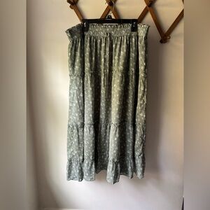 NWT Madewell Green Floral Ruffle Tiered Skirt